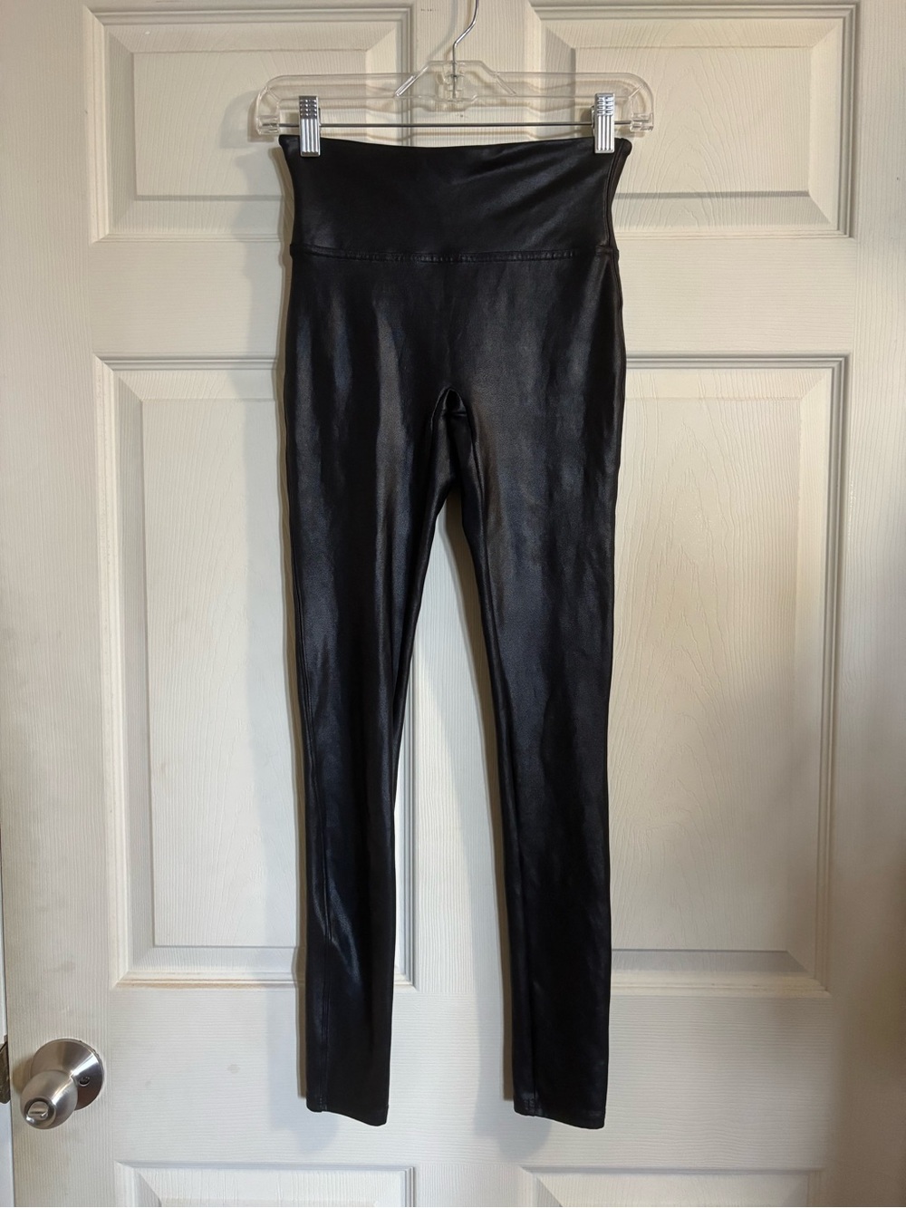 SPANX Black Faux-Leather High-Waist Leggings